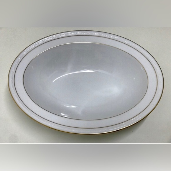 Vintage Discontinued NORITAKE White Scapes LOCKLEIGH Oval Serving Bowl - Picture 2 of 9
